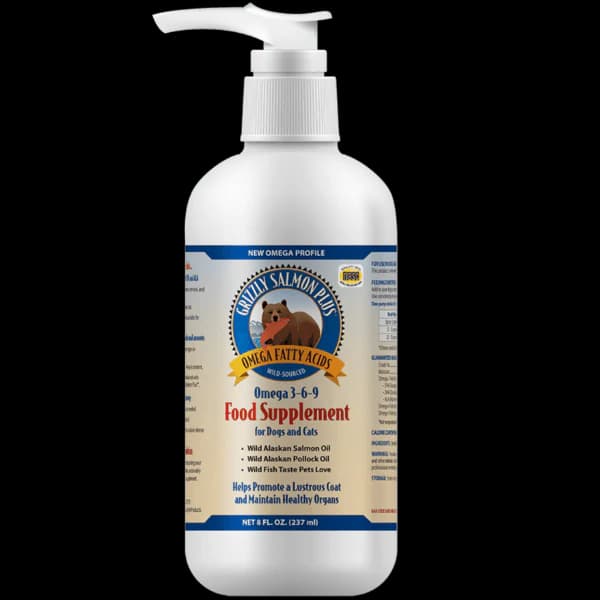 Grizzly Pet Products Grizzly Salmon Plus Omega 3 6 9 Dog Food Supplement 8oz 29635282108518